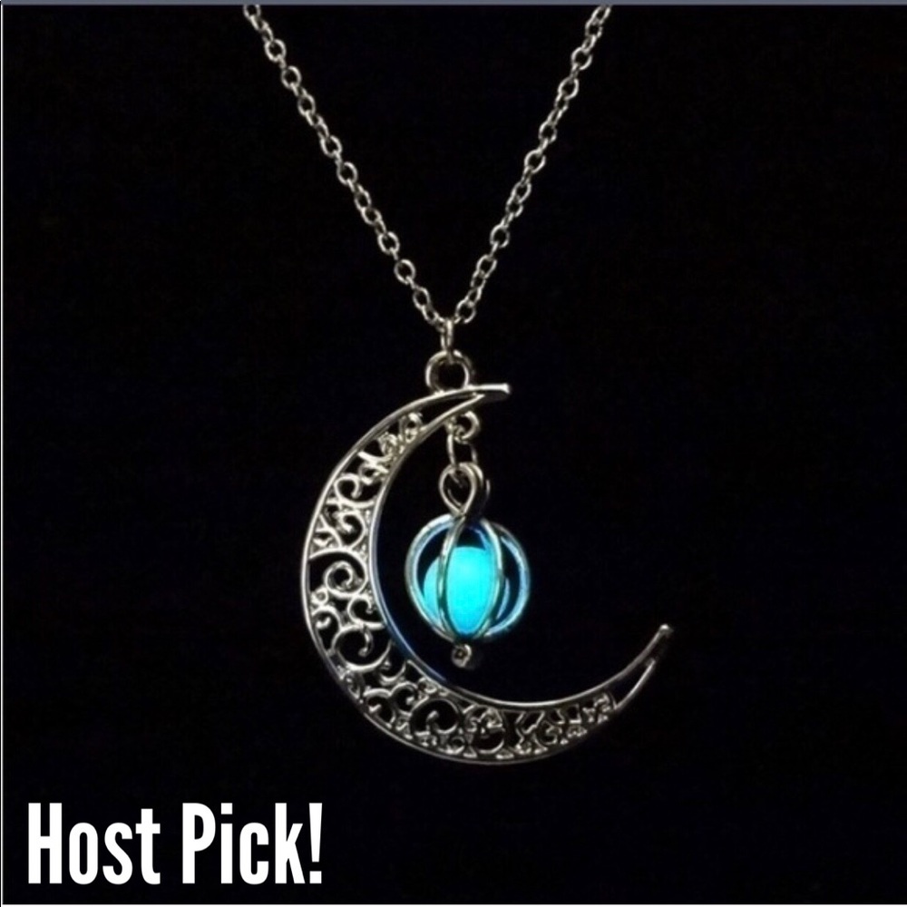 Glowing Moon Charm Pendant Necklace